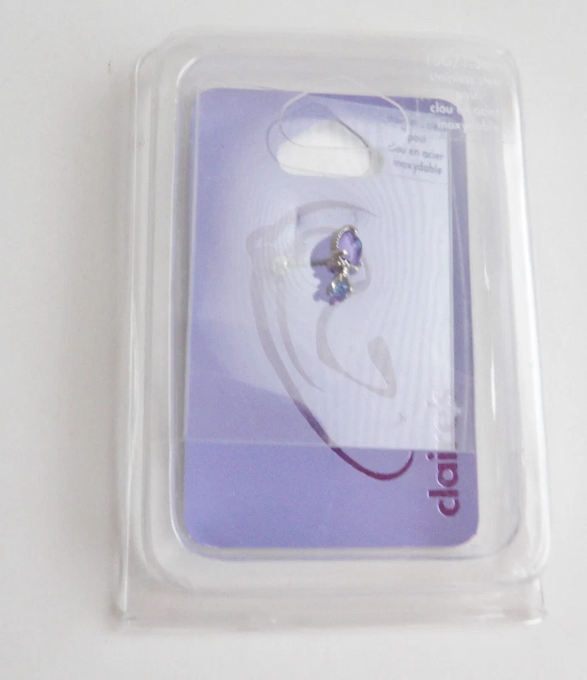 Juego de 2 pendientes de cartílago Claire's nuevos paquetes de acero inoxidable 16G y 18G y circonita cúbica Foto 3 de 4