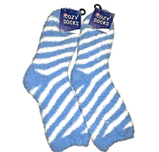 Cozy Super Soft Blue & White Socks Unisex One Size Fits All