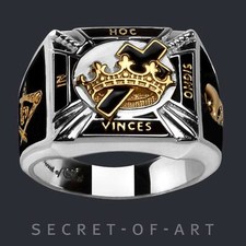 Masonic Ring Knights Templar Silver 925 Freem...