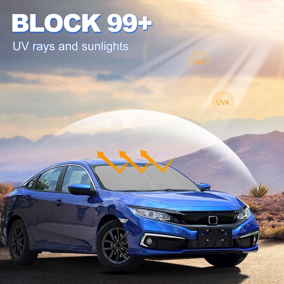 Складной солнцезащитный козырек на переднее лобовое стекло автомобиля Honda Civic 2016-2021 годов выпуска с защитой от ультрафиолета - Изображение 3 из 4