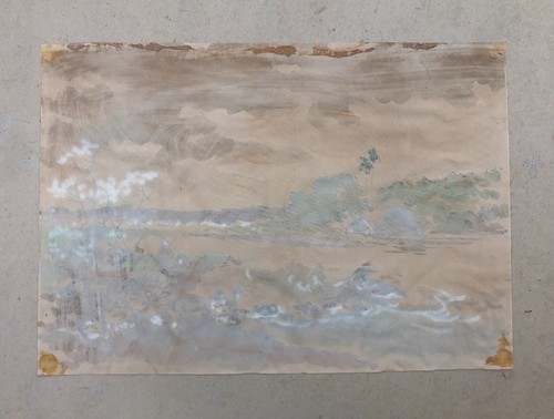 Aquarelle Vietnamienne Sur Tissu, Signature à Identifier, Art d'Asie, XXe - Imagen 7 de 7