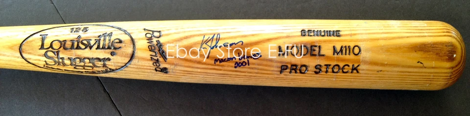 Bate usado de juego raro firmado por Kelly Johnson Macon Braves certificado de autenticidad PSA/DNA automático Foto 4 de 4