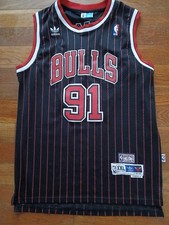 Adidas Dennis Rodman NBA Jersey #91 Chicago Bulls Black & Red 1995-1996 XXL EUC