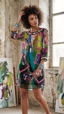 Women’s Vintage Silk Art To Wear Z-Dincese Shift Dress Boho Hippie Sz M