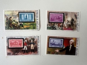 1975-76 UPPER VOLTA U.S.A. BI-CENTENNIAL 4  STAMP SET CANCELED MNH BURKINA FASO