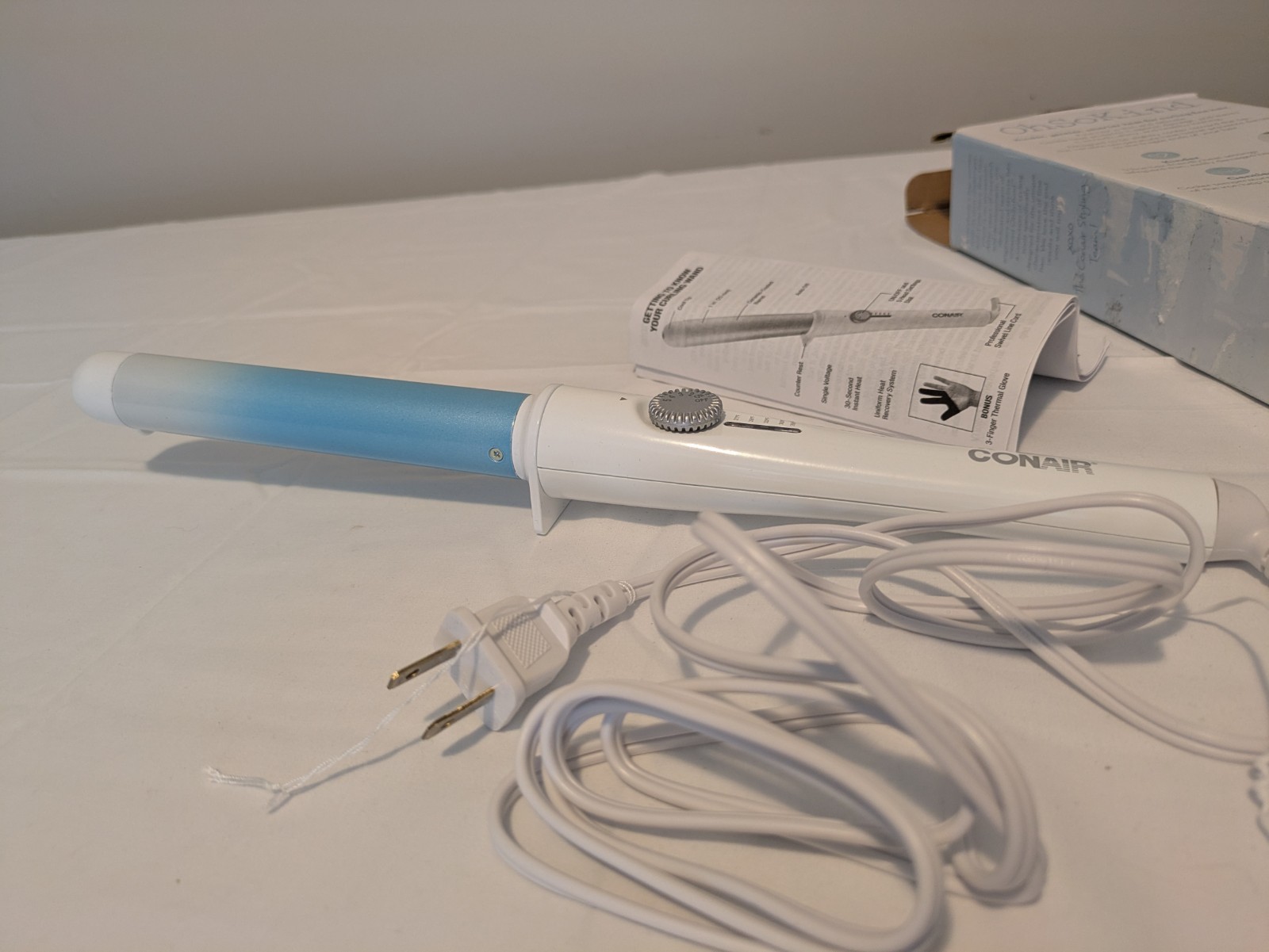 Conair Oh So Kind 1 Inch Curling Wand for Thin Fine Hair CD955 Blue White