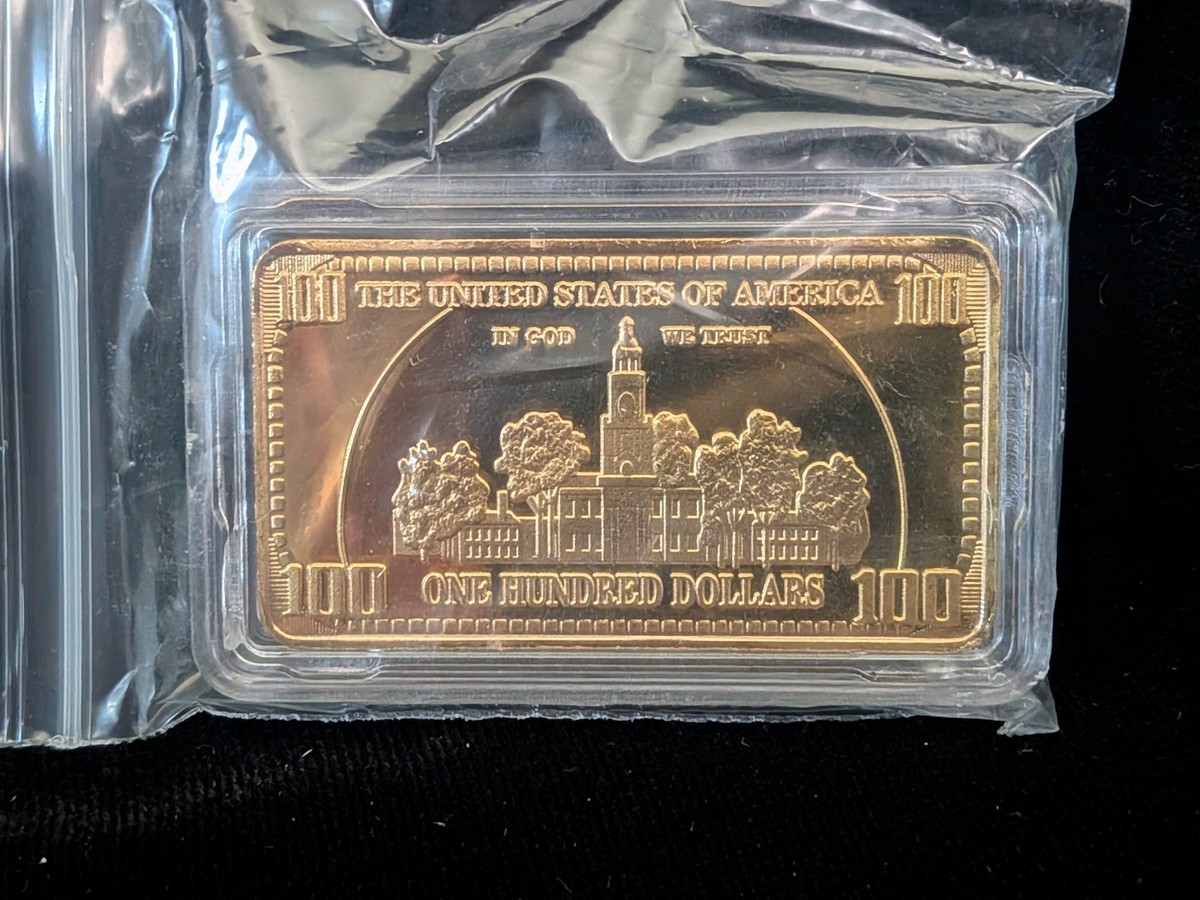 Lot of 5) Atlantis Mint $100 Bill .999 Fine Iron Bar 1 Troy Ounce