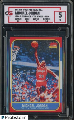 1986 Fleer Michael Jordan HOF Rookie Style Sticker CG 5 Excellent