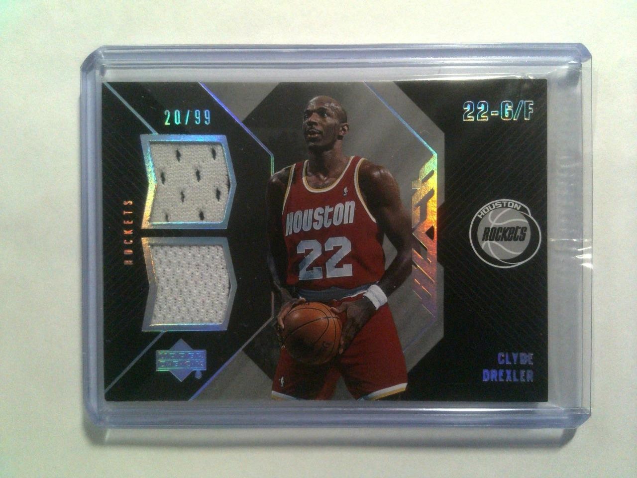 2006-07 UD Black - Dual Game-Used and Event Worn Jersey - Clyde Drexler #20/99 view 1