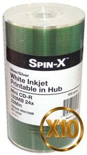 1000-Pak Spin-X 3-Inch Mini WHITE INKJET HUB 24X 8cm CD-R's  Sleeves 