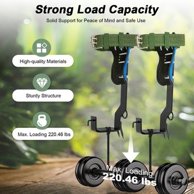 Adjust Tree/Pole Climbing Spike Set 2 Gear Safety Belt Rope Lanyard w/ Carabiner