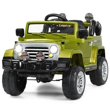 Honeyjoy 12V Kids Ride On Truck Car RC Remote w/ Light & MP3 Toy Gift Green