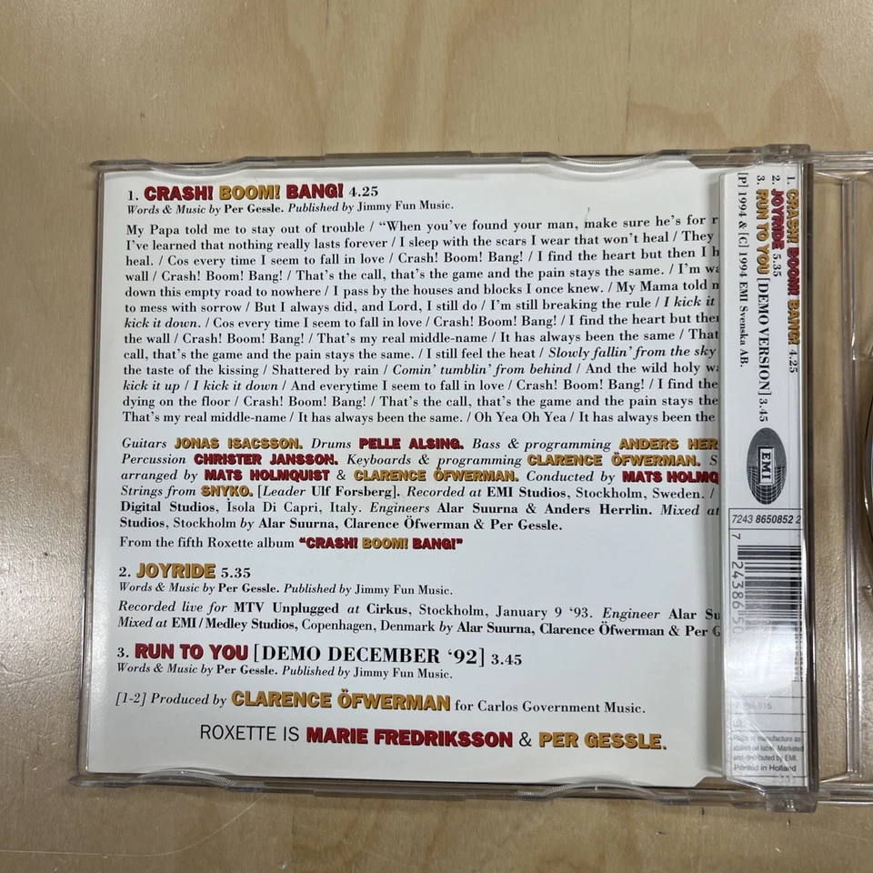 Roxette - Crash! Boom! Bang! - CD (1994) - Bild 2 von 4