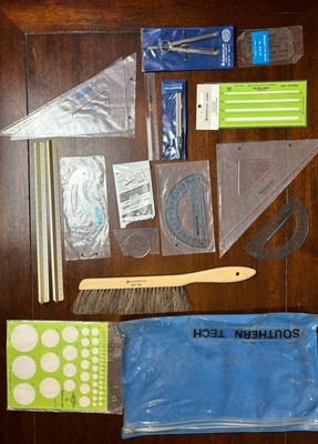 Drafting Tools Templates Compass Lot  VTG  Staedtler Architect Gift Graduation