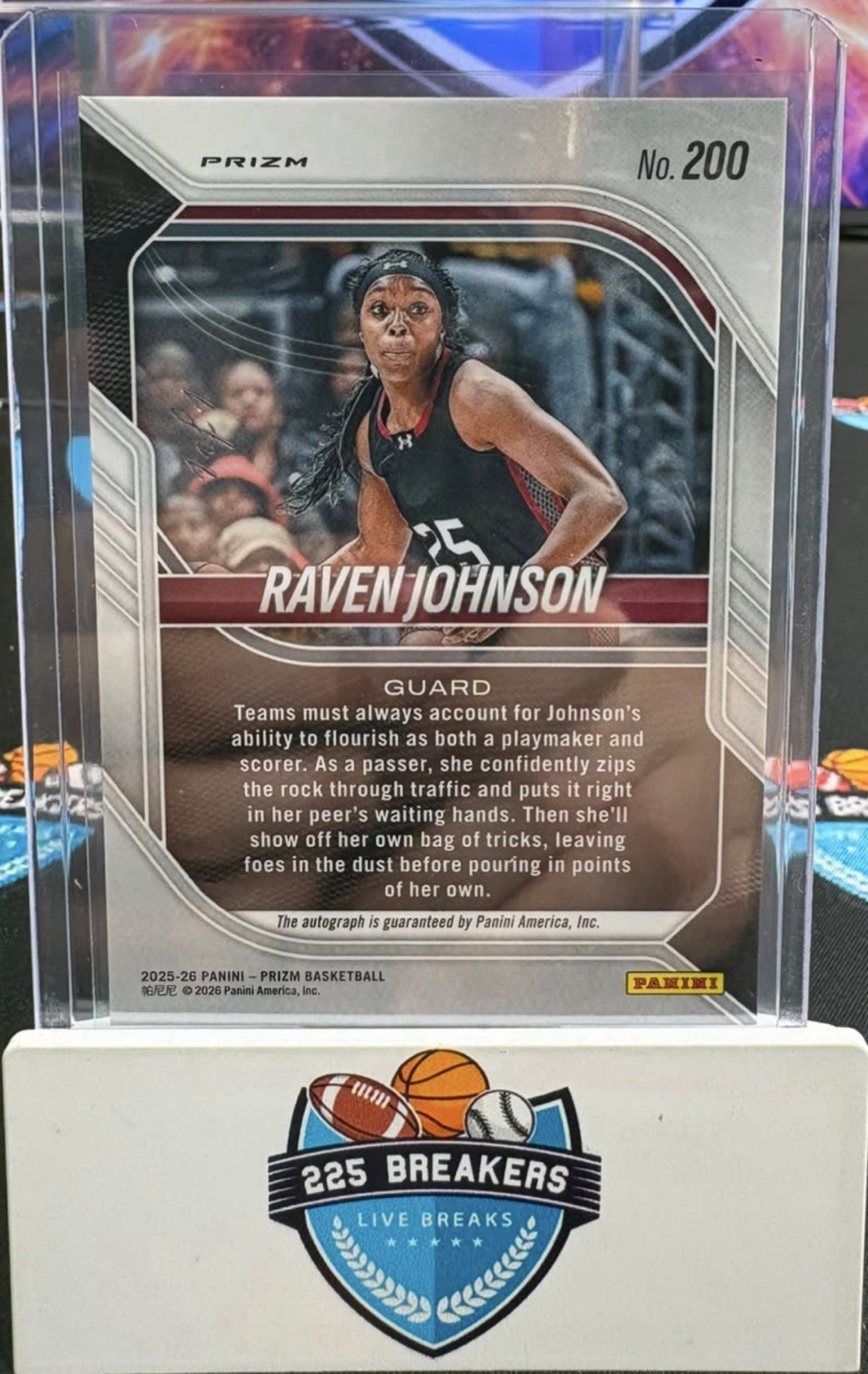 2025 Panini Prizm Raven Johnson Black Shimmer Auto True 1/1 - Fever 1st RC MINT! view 3