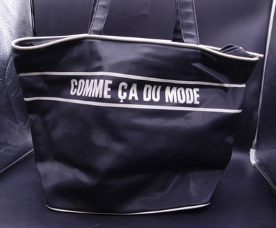 COMME CA DU MODE Nylon Tote Bag Schwarz Schultertasche Handtasche Reißverschluss B982