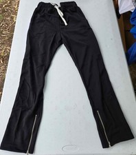 XV Black Track Suit Pants With White Stripe Pockets Zipper Draw String New L