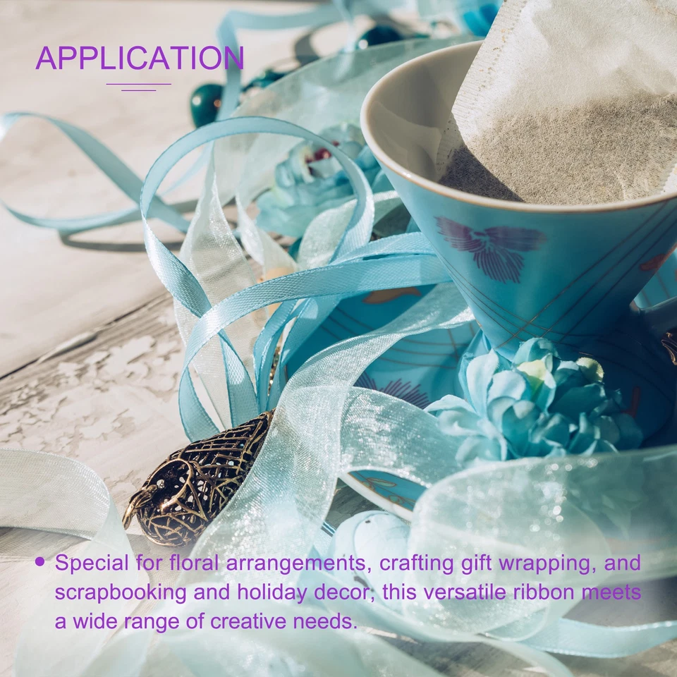 Cinta de gasa blanca de 100 yardas 1/4 pulgada cinta de organza transparente Foto 2 de 4