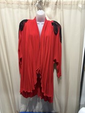 Vintage Meryl Jeran Couture Red Black Rope Appliqu  Cardigan