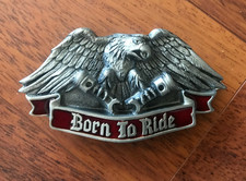 Vintage Eagle Motorcycle "Born To Ride" Metal Belt Buckle - New