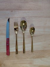 SERIE CRISTAL - JUEGO DE 4 PIEZAS - CUCHARA, TENEDOR, CUCHARA DE TÉ Y CUCHILLO PARA CARNE TRAMONTINA x1