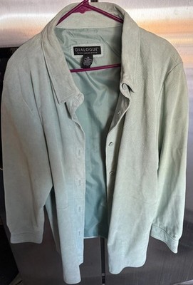 Dialogue 100% Suede Leather Y2K Jacket Women Turquoise Blue X-Large