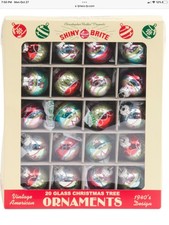 Christopher Radko Shiny Brite Christmas Ornaments Box Of 20 NEW 1.25  