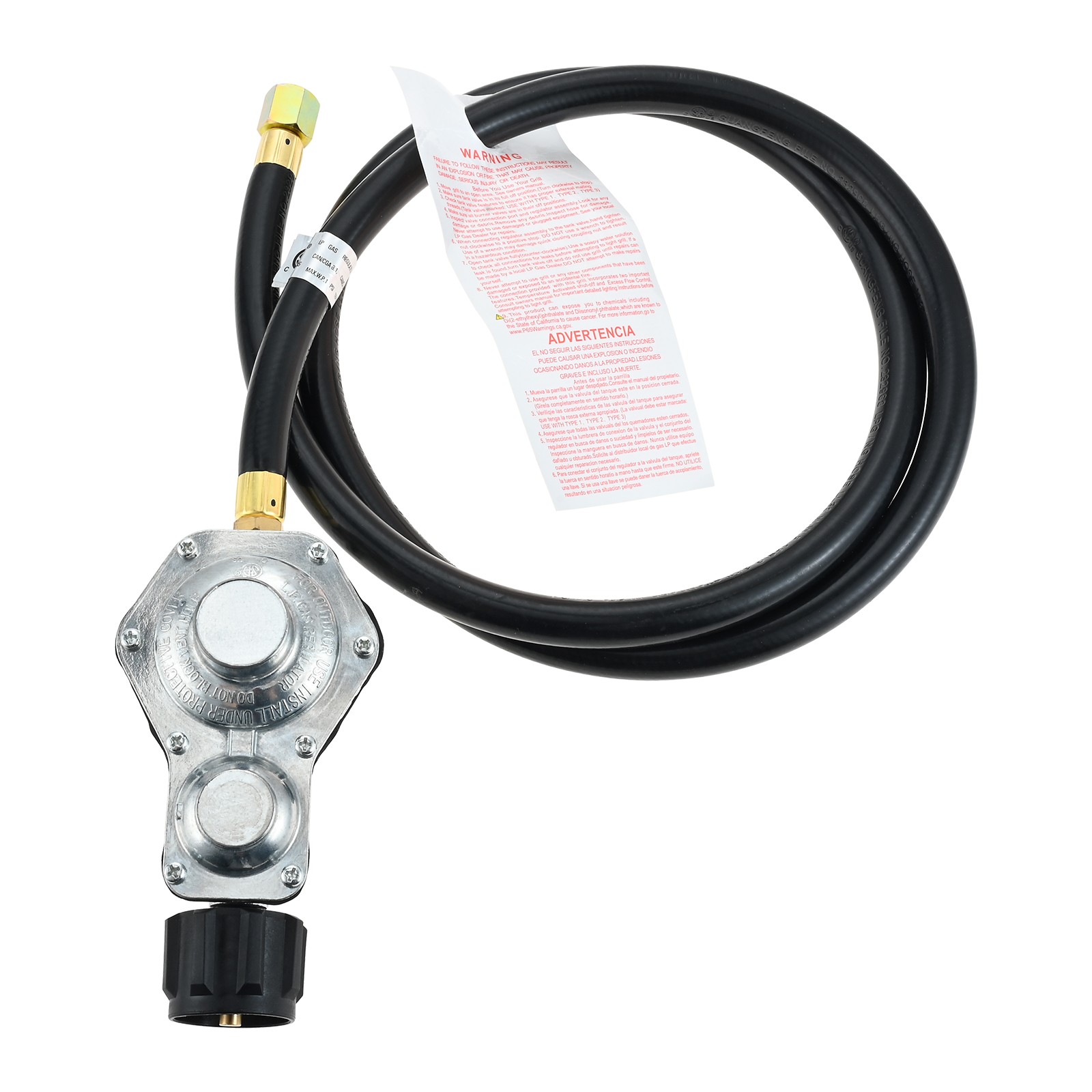 5ft 2 Stage Propane Regulator With Hose 3/8 Female Flare Nut