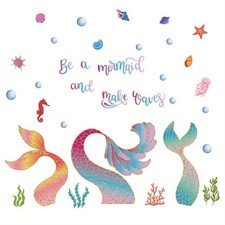 1set PVC Wall Stickers Wall tion Mermaid's Tail Jellyfish Shell Coral Sea