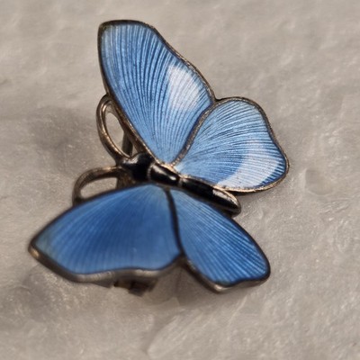 David Andersen Norway Sterling 925S Blue Guilloche Enamel