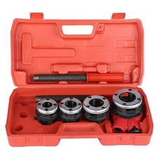 Pipe Threading Kit Taps and Dies Tool, Manual Pipe Threading Kit Set with 4 Dies