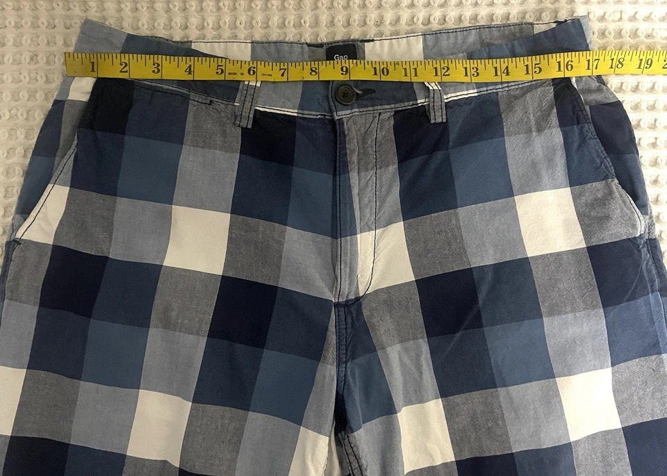 Gap Shorts Mens Size 34 Blue White Check Plaid Chino Preppy Golf Casual - Image 4 of 4
