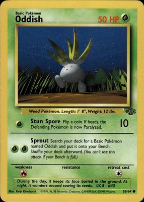 Pokemon Jungle Common Oddish 58/64 - Near Mint (NM)