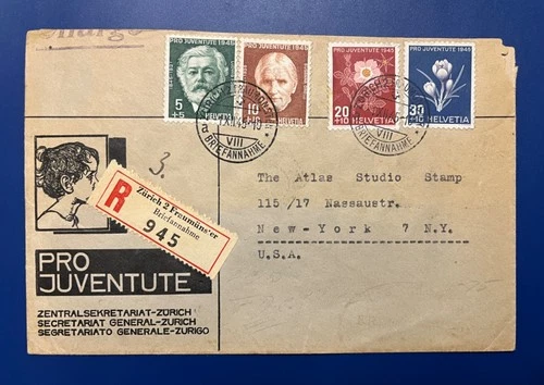 Interesting  1945 Switzerland PRO JUVENTATE  First Day Cover FDC Sc# B150-153