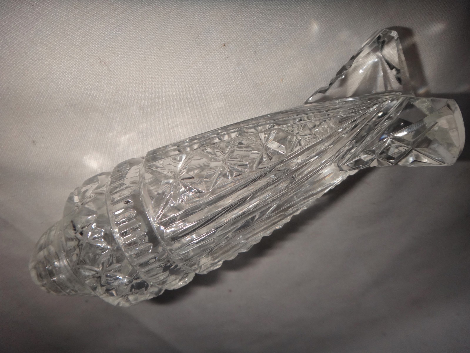 American Brilliant Period Cut Glass Rocket Ship / Bomb Salt & Pepper Shakers