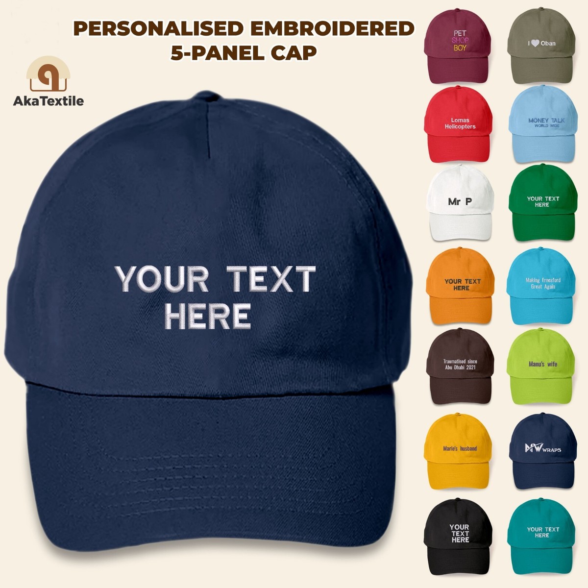 Personalised Beechfield Cap Custom Embroidered Original Panel