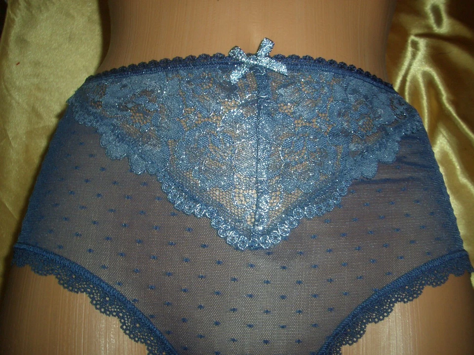 Pin Up Glitzer Nylon Höschen Gr. 46 midnight blue Nylonslip Panty Slip (L145) - Bild 2 von 4