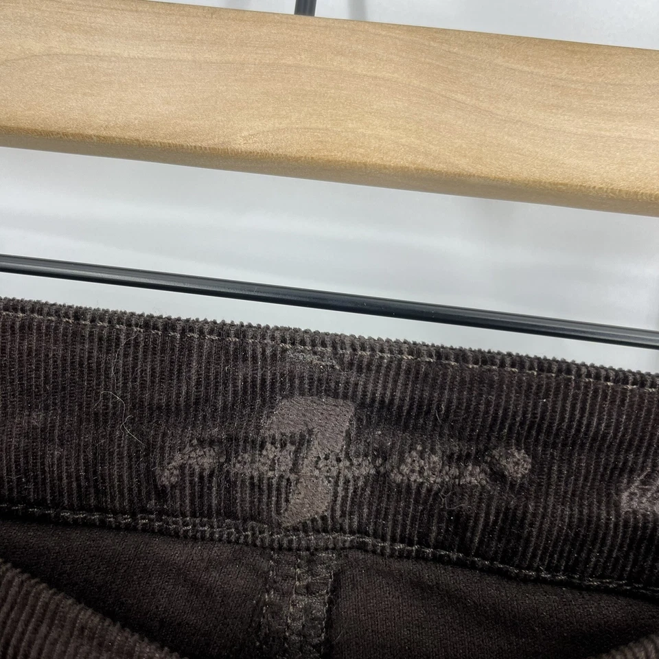 Jeans feminino 7 For All Mankind tamanho 29 marrom veludo magro cintura baixa elástico - Imagem 3 de 4