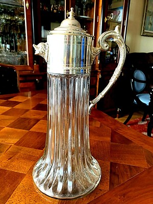glass silver pitcher carafe spout decanter plated italy
