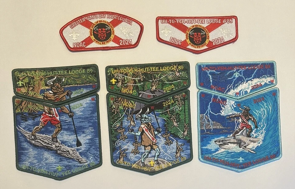 NOAC 2024 OA BSA PATCHES UH-TO-YEH-HUT-TEE LODGE 'FLORIDA MAN' SET W/ DELEGATES - Image 2 of 2