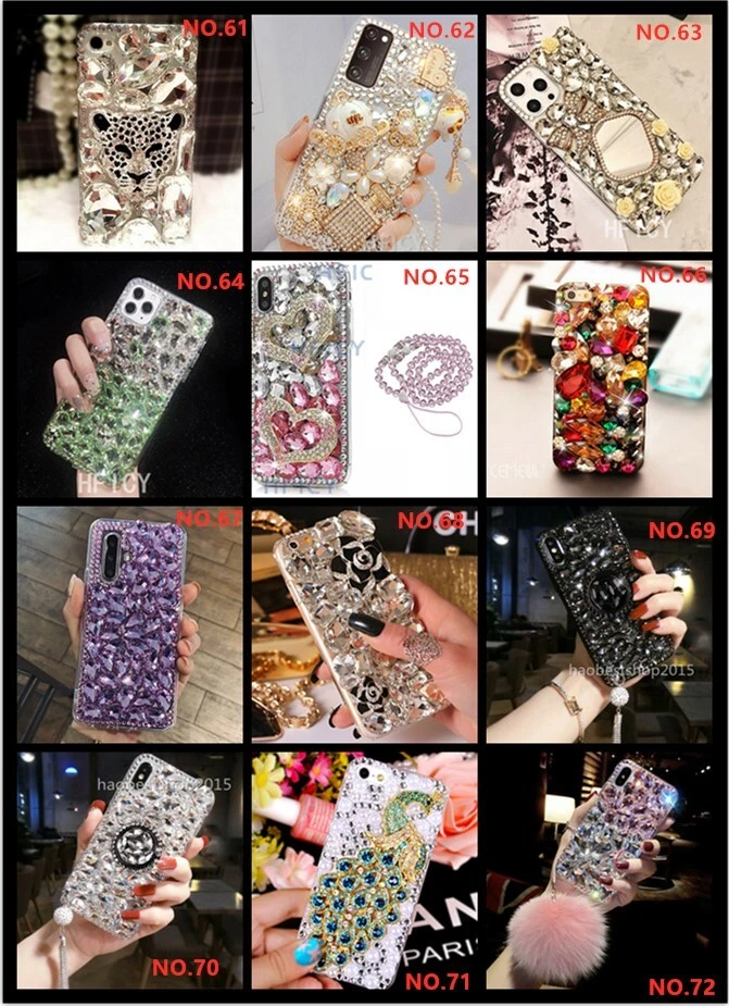 Bling Full Red Diamonds Sparkly Soft Women Phone Case With Crystals Neck Lanyard - Image 4 of 4