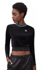 NWT FILA USA Dina Velour Crop Sweatshirt in black