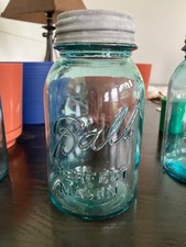 4 Aqua Ball perfect mason jars w/lids #2, #3, #4, #6 . 1 1910-1923, 3 1923-1933
