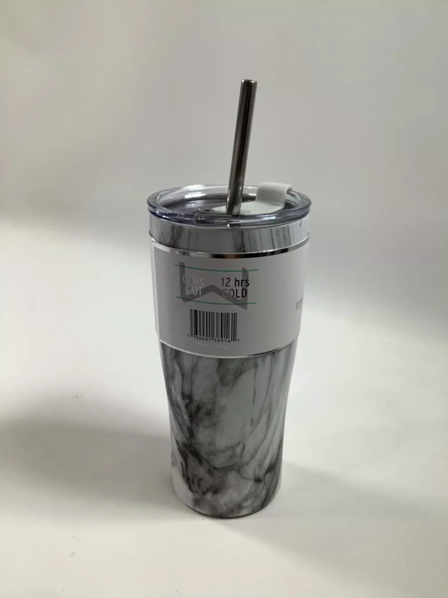 Wellness Double Wall White Black Stainless Steel Tumbler 20 oz NEW!