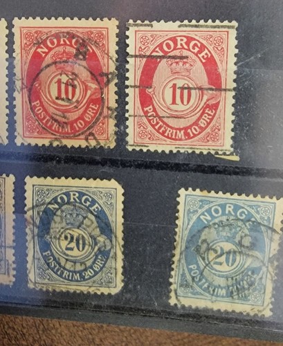 Lot of 4 Vintage Norway Norge Postfrim 20 & 10 Ore Postmark Postage