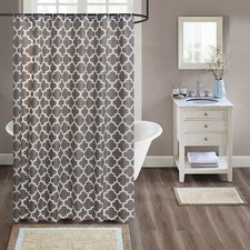 SHOWER CURTAIN POLYESTER FABRIC MODERN DESIGNER WATERPROOF + 12 HOOKS 180*180 CM