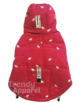 LuvGear Reversible Red & Black Flannel Moose Puppy/Dog Coat/Jacket, S, M, L 