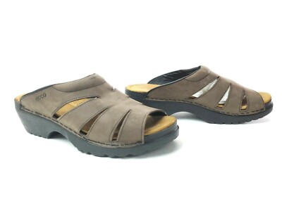 ECCO Womens Brown Nubuck Leather Slip On Open Toe Clog Sandals EU 40 US 9