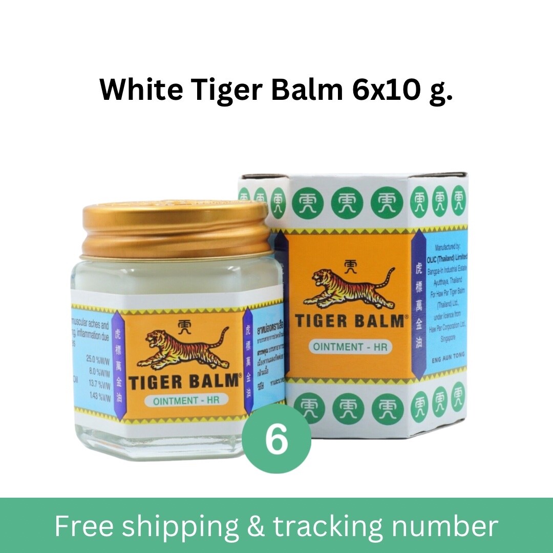 White Tiger Balm Massage Entspannungsbalsam Thai Kräuteraroma 6x10g.