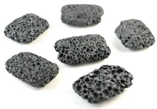 42X32-50X34MM BLACK VOLCANIC BASALTIC LAVA GEMSTONE RECTANGLE BEADS 10.5inch